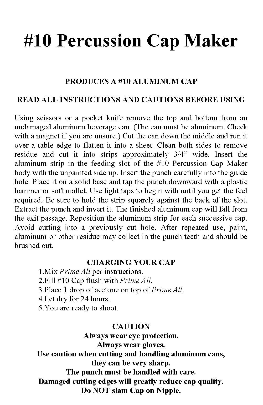 #10 Percussion Cap Maker