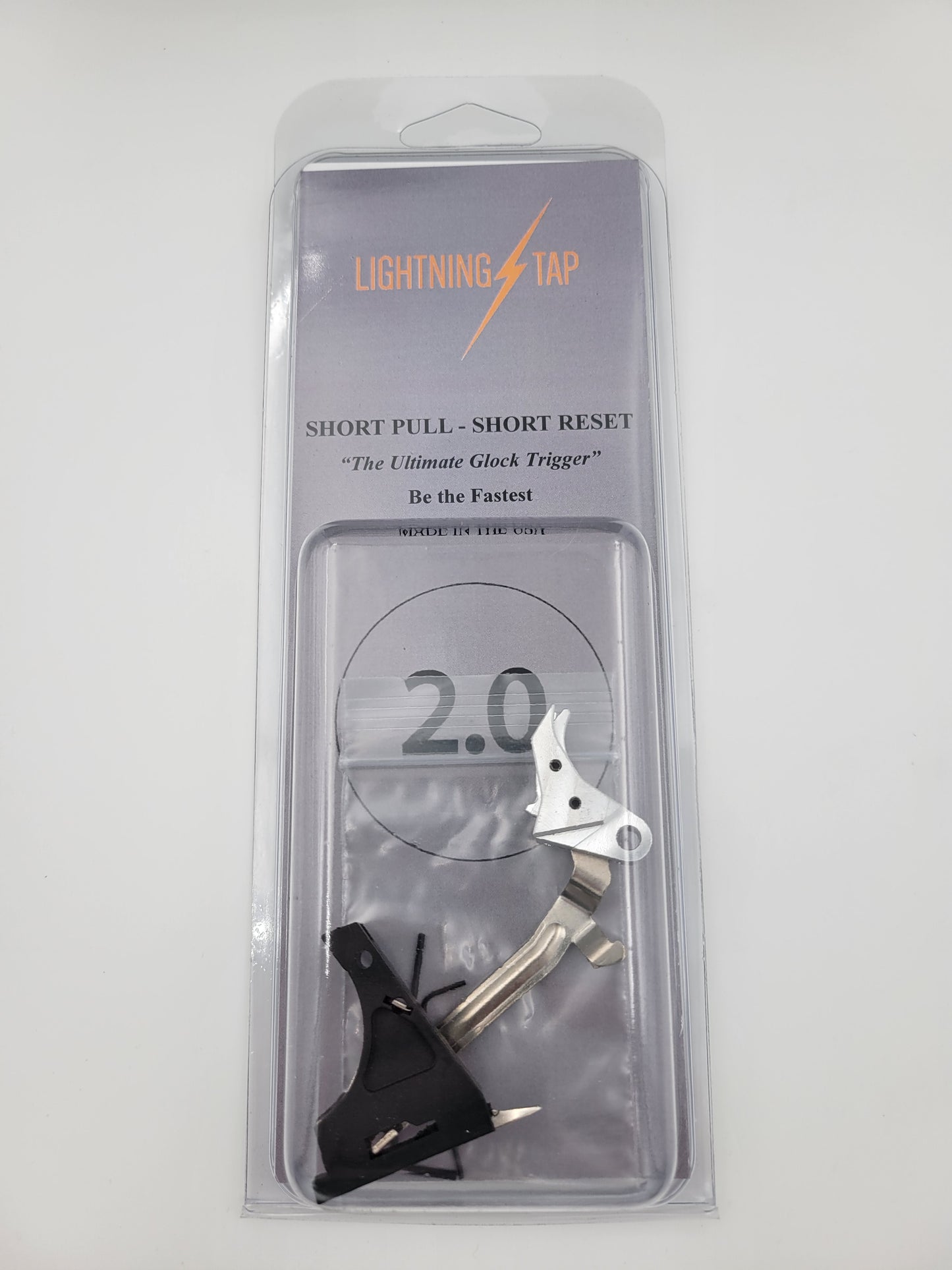 G17/19 Short Pull, Short Reset 2.0 'Lightning Tap' Trigger - Billet Trigger with Bar