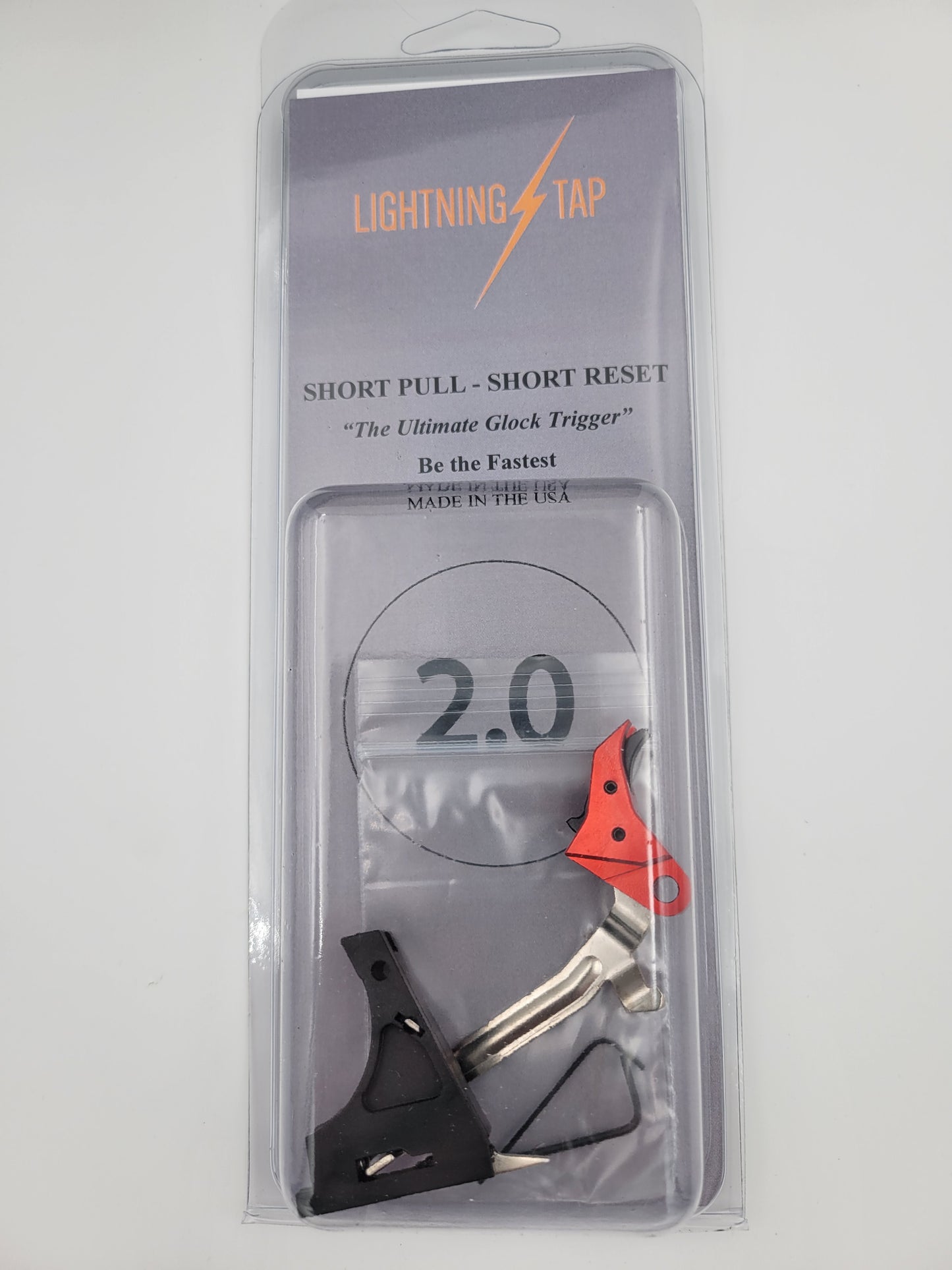 G17/19 Short Pull, Short Reset 2.0 'Lightning Tap' Trigger - Billet Trigger with Bar