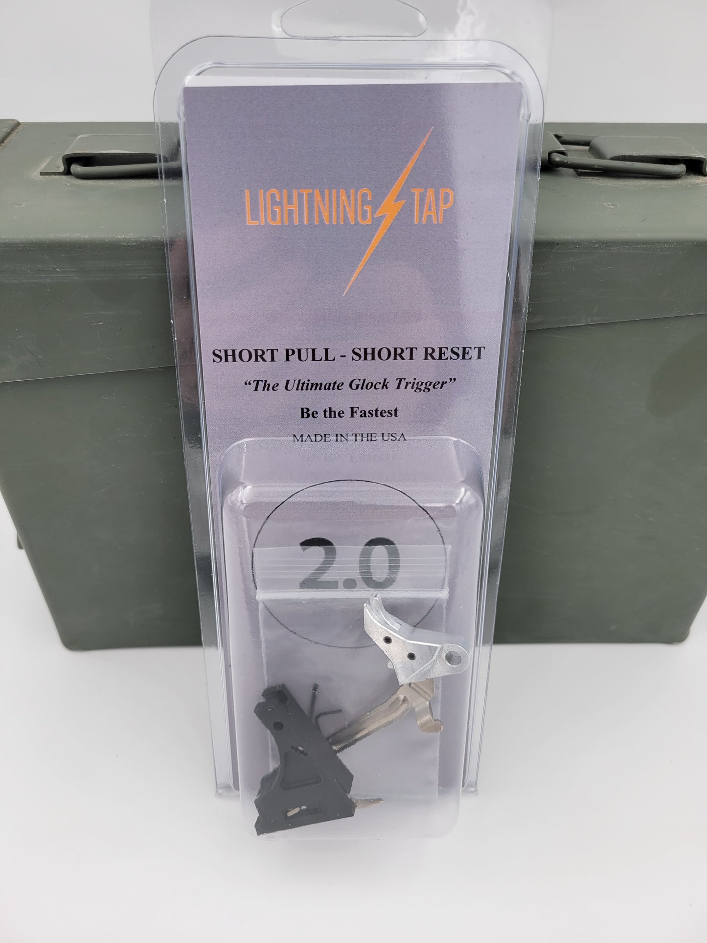 G17/19 Short Pull, Short Reset 2.0 'Lightning Tap' Trigger - Billet Trigger with Bar